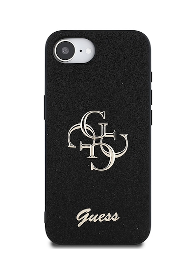 Apple Uyumlu iPhone 16e Kılıf Guess Lisanslı 4g Büyük Metal Logolu Glitter Kapak Siyah