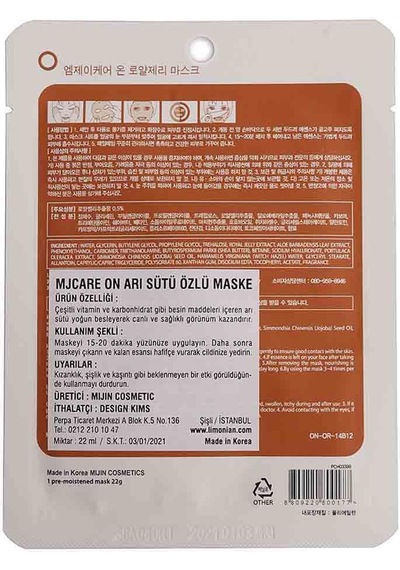 Mjcare On Royal Jelly Mask - Arı Sütü İçeren Maske