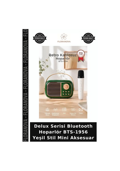 Delux Serisi Bluetooth Hoparlör Bts-1956 Yeşil Stil Mini Aksesuar