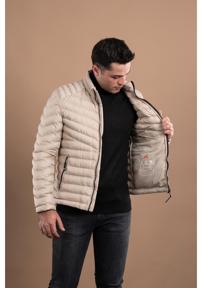 Slimfit Dik Yaka Fermuarlı Erkek Puffer Mont 001