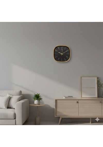 Galaxy Premium Serisi Abs Kasa Duvar Saati Oval 30 Cm Gold-siyah Klasik Kadran Çok Renkli