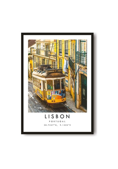 Lizbon Portekiz Baskısı: Minimalist Seyahat Posteri