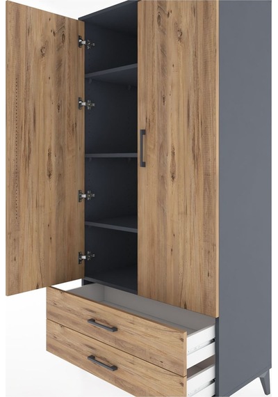 Hyperion Dolap 4 Raflı 2 Çekmeceli 2 Kapaklı 88x44x182 Antras... Antrasit Hyperion Dolap 4 Raflı 2 Çekmeceli 2 Kapaklı 88x44x182 Antras... Antrasit