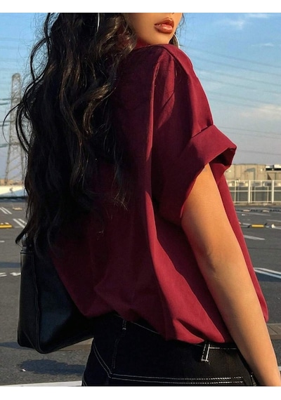 Uyguntarz Unisex Earth Baskılı Tasarım Tshirt Kırmızı