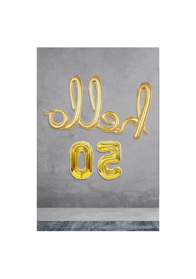 50 Yaş Doğum Günü Balonları, Gold Renk Folyo 2 Yaş Mavi