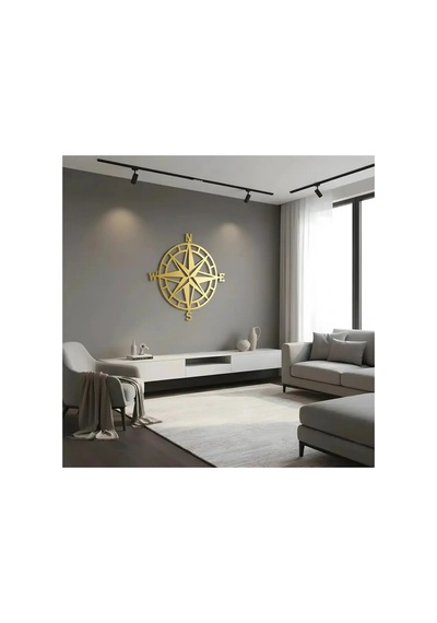 Pusula Metal Duvar Tablosu - Metal Duvar Sanatı - Beyaz - 75 X 75 Cm