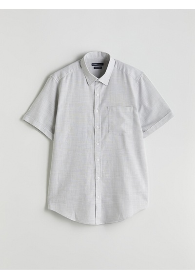 Lcwaıkıkı Classic Gri Regular Fit Kısa Kollu Armürlü Erkek Gömlek