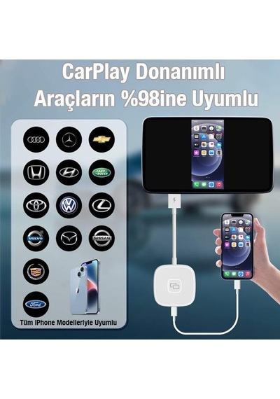 Coofbe iOs Car Play Aktarım Adaptörü Apple Uyumlu iPhone İle Ekran Yansıtıcı Kablosuz iOs Car Play Dönüştürücü