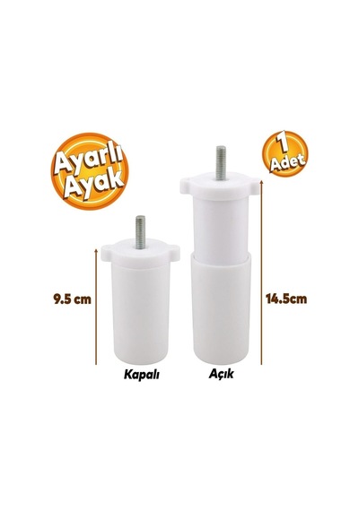 Gizli Mobilya Kanepe Sehpa Tv Ünitesi Koltuk Orta Destek Ayağı Ayarlanabilir 9.5 Cm Beyaz Baza Ayak Diğer