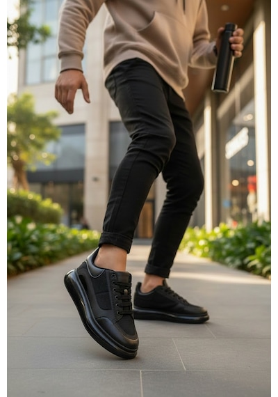 Enoch Erkek Alex Model Sneaker Kalın Tabanlı Oversize Model Lüks Ve Tok Görünüm Siyah