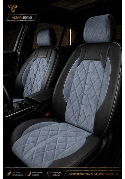 Fiat Egea Cross 2020+ Uyumlu Altar Serisi Tay Tüyü Füme Siyah Premium Koltuk Kılıfı