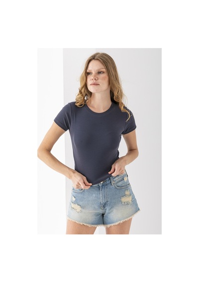 Giysa Kadın Bisiklet Yaka Pamuklu Basic Body Füme - 25873 Füme