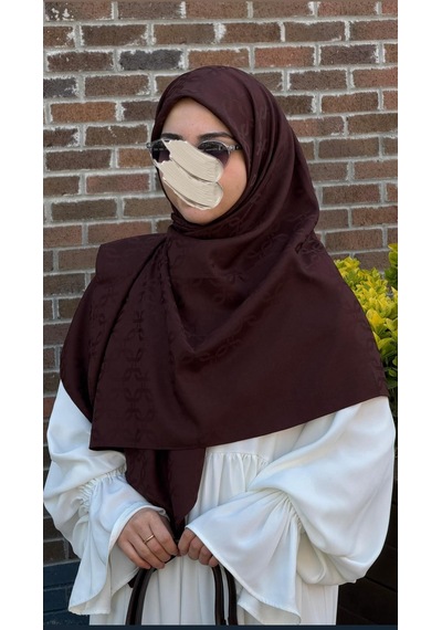 Qalortex Scarf Premium Jakarlı Mira B.boy Eşarp - Acı Kahve
