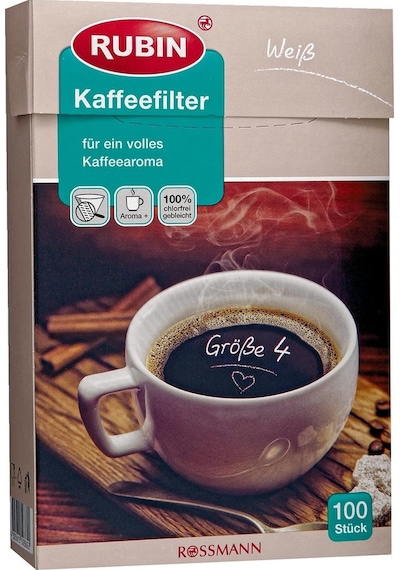Rossmann Rubin Klorsuz 4 Numara Kahve Filtresi Kağıdı 2 x 100'lü