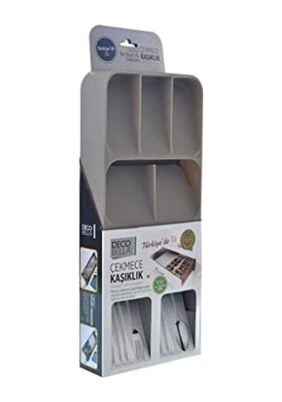 50804 9 Bölmeli Çekmece Kaşıklık, Gri Siyah