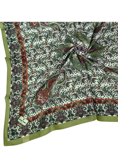 Mim Eşarp Prime Pamuk Etnik Desenli Eşarp 90x90 Cm Zeytin