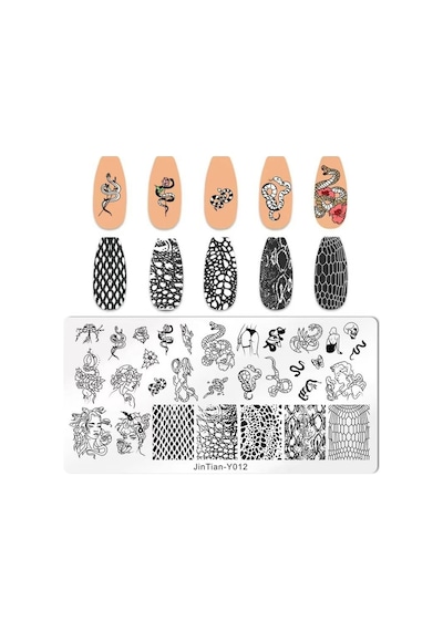Gotik Yılan Ve Yılan Derisi Dizayn Nail Art Stamping Baskı Plakası Jt-y012
