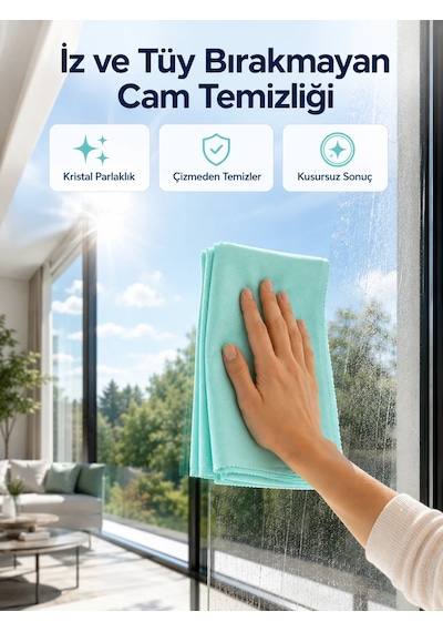 Çok Amaçlı Mikrofiber Cam Bezi Cam Ayna Duşakabin Ve Parlak Yüzey Temizlik Bezi 25560231