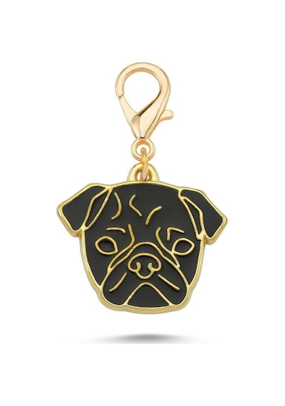 Pug Siyah Altın Kaplama Mineli Aksesuar Renkli