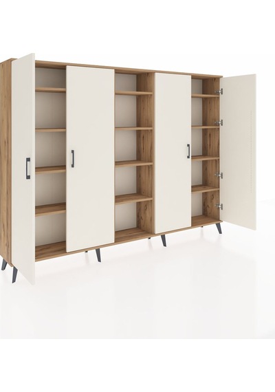 Arges Dolap 12 Raflı 4 Kapaklı 220x30x163 Çam-aytaşı/çam Aytası/atlas Çam - Atlas Çam