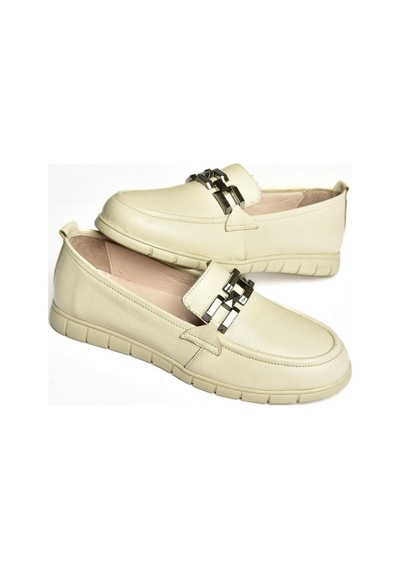 Fox Shoes P555081103 Bej Hakiki Deri Düz Ayakkabı Bej