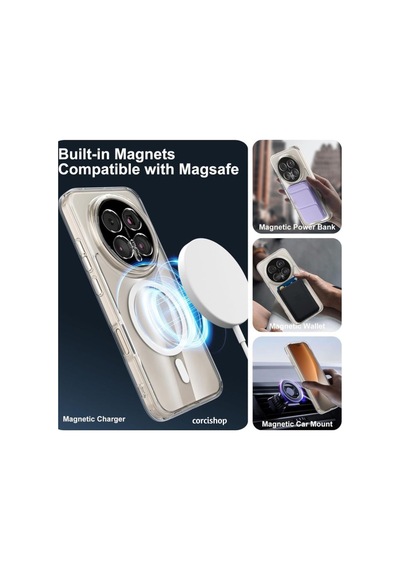 Honor Magic8 Pro Bkq-n49 Uyumlu Kılıf Sararmaz Kamera Korumalı Magsafe Mika Sert Parlak Şeffaf Kapak Beyaz