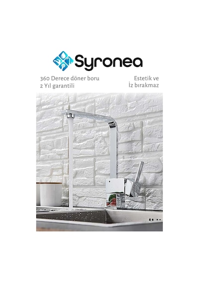 Square Kare Krom Mutfak Eviye Lavabo Bataryası Banyo Mutfak Musluk 360 Derece Döner Ağır Gövde Krom
