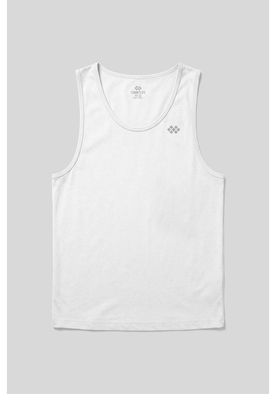 Tommylıfe Beyaz Standart Kalıp Basic Spor Performans Kolsuz Erkek Atlet - 88503
