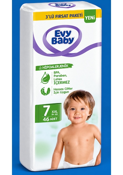 Evy Baby Bebek Bezi Maxi 3'lü Fırsat 7 Numara 46'lı 7 Beden