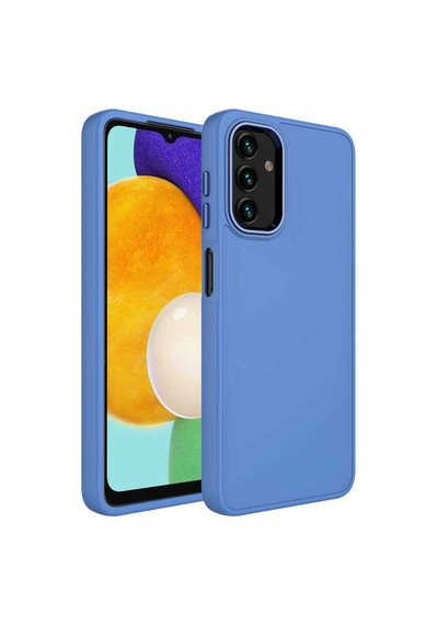 Samsung Uyumlu Galaxy A13 4g Kılıf Metal Çerçeve Ve Buton Tasarımlı Silikon Zore Luna Kapak Lavendery Gray