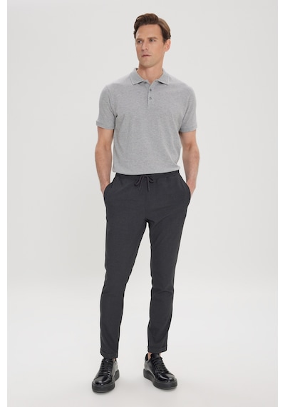 Ac&Co / Altınyıldız Classics Slim Fit Dar Kesim Beli Bağlamalı Yan Cepli Erkek Pantolon - Antrasit