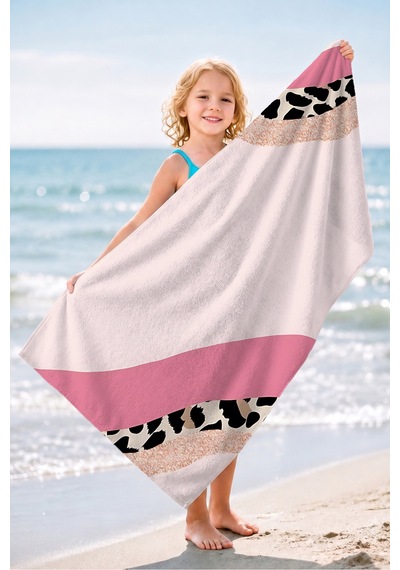 Leopar Desenli Pembe Modern Plaj Havlusu - Soyut Bohem Nude Siyah Hızlı Kuruyan Mikrofiber Havlu Çok Renkli
