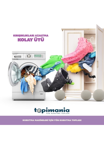 Topimania Doğal Yerli Üretim Yün Kurutma Topu 6 Adet Kurutma Topu