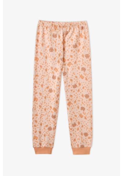 Penti Kız Çocuk Sevimli Leopar Pamuklu Uzun Kollu 2li Pijama Takımı Çok Renkli