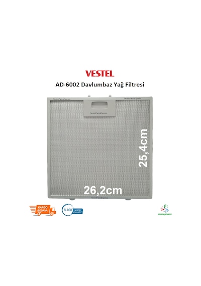 Vestel Uyumlu Ad 6002 Davlumbaz Filtresi 26,2 X 25,4Cm Filtre - 423476181