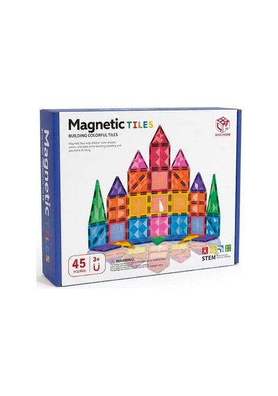 Kzl Kids Home Renkli Manyetik Yapı Blokları Seti 7.5 Cm 45 Parça 188m32
