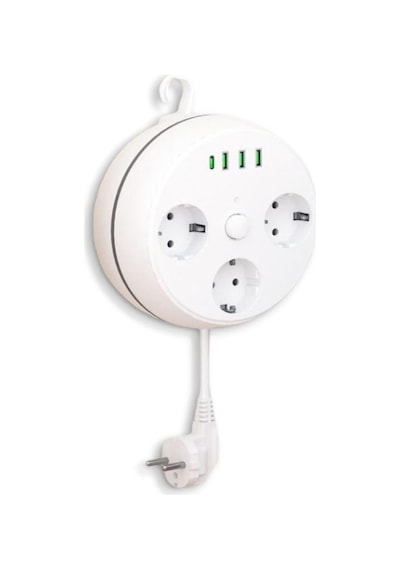Vea Ve-26583 3'lü 1.5metre Kablolu 3usb+type-c Girişli Akım Korumalı Grup Priz 1.5 M
