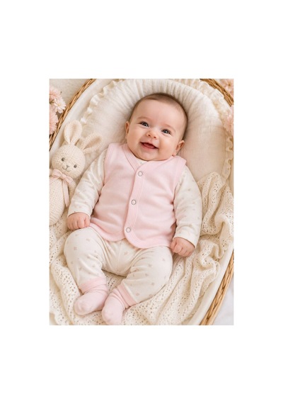 H&c Coolboy H & C %100 Pamuk 2'li Bebek Yeleği Çıtçıtlı Kolsuz İç Yelek 0-36 Ay Pembe