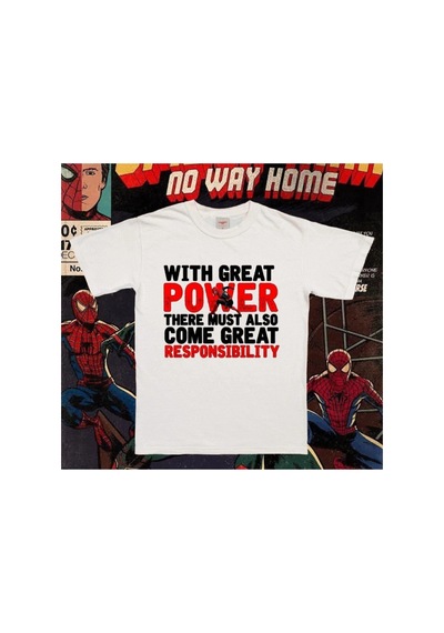Tarzsokak Marvel Spiderman No Way Home Great Power Tshirt Beyaz