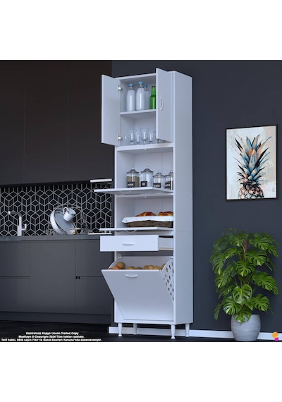 Modilayn Ece Çok Amaçlı Kiler Dolabı Kapaklı Çekmeceli Sepetli - Mutfak Ve Kahve Düzeni 65 Cm Beyaz Modilayn Ece Çok Amaçlı Kiler Dolabı Kapaklı Çekmeceli Sepetli - Mutfak Ve Kahve Düzeni 65 Cm Beyaz