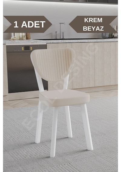 Faymend 1 Adet Elma Model Mutfak Sandalyesi Salon Sandalyesi Yemek Sandalyesi Cafe Restaurant Sandalyesi Krem