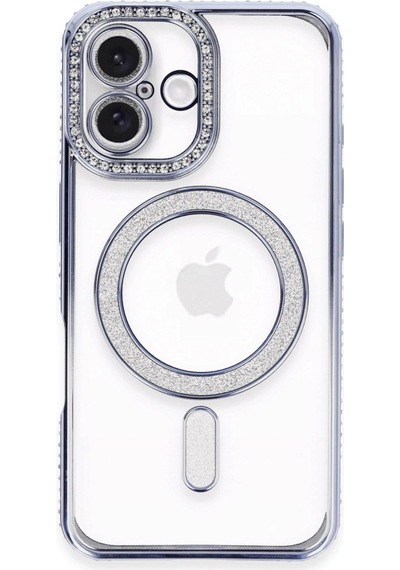 Apple İphone 16 Plus Kılıf Joke Simli Magneticsafe Kılıf - Mavi