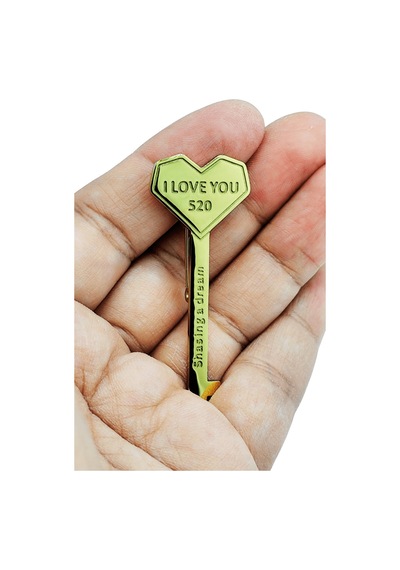 Kalp Anahtar Tasarım I Love You 520 Broş Sarı