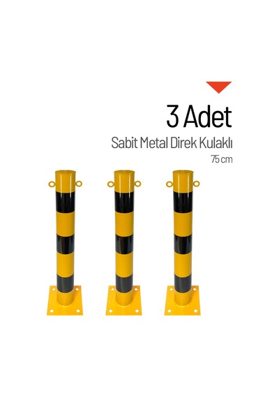 3'lü Sabit Metal Direk Seti Kulaklı, Metal Duba 75 Cm-3593