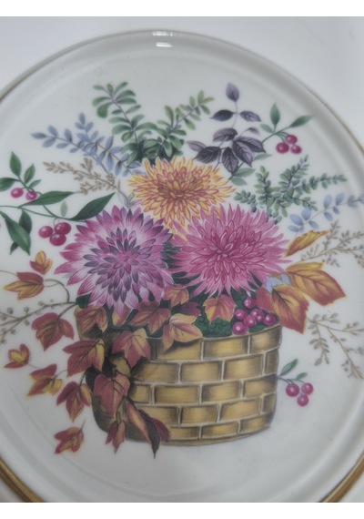 Vintage Dekoratif Çiçek Temalı Porselen Duvar Tabağı 13,5cm 002