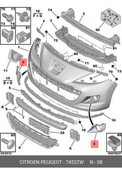 Oem Peugeot 207 Sis Far Kapağı Sol Sissiz 7452.zw