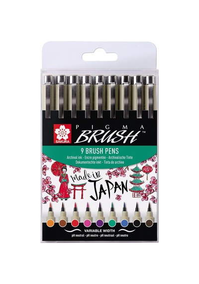 Tr Poxsdkbr9 Fırça Kalemi Pıgma Brush, 9'lu Kılıf, Çeşitli Renklerde, 9 Adet Tekli Paket Genel