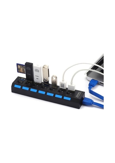 7 Port Usb 3.0 Çoklayıcı Hub Anahtarlı Işıklı On Off Chipli Model (533632142)