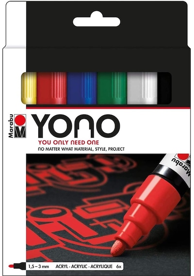 Marabu Yono Marker Set, 6x1.5-3MM Ma- 1240000004002