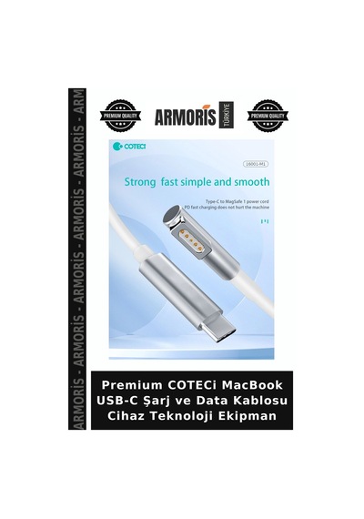 Premium Coteci Macbook Usb-c Şarj Ve Data Kablosu Cihaz Teknoloji Ekipman